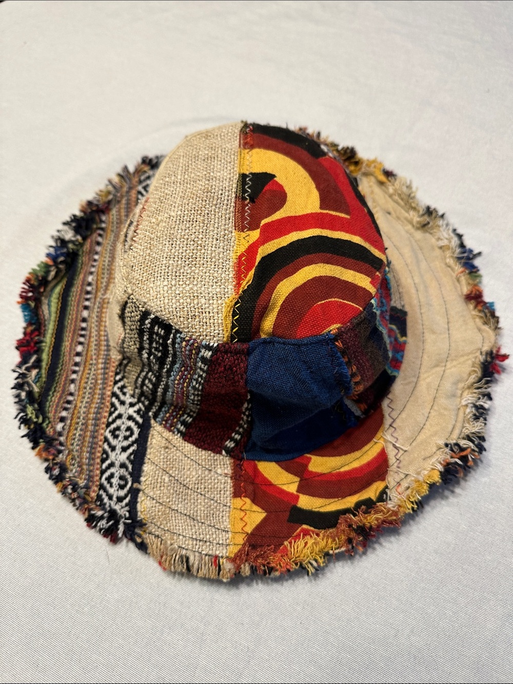 Bohemian Hemp and Cotton Patchwork Multicolor Made in Nepal, wire rim
